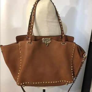 Valentino Brown Grained Leather Rockstud Bag